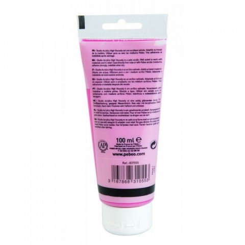 Culori acrilice Studio High Viscosity, Pebeo, 100ml, Azo Pink 55
