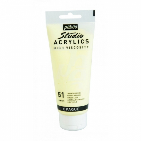 Culori acrilice Studio High Viscosity, Pebeo, 100ml, Bright Yellow 51