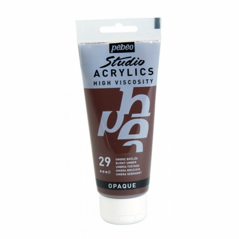 Culori acrilice Studio High Viscosity, Pebeo, 100ml, Burnt Umber 29