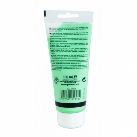 Culori acrilice Studio High Viscosity, Pebeo, 100ml, Cadmium Green 43