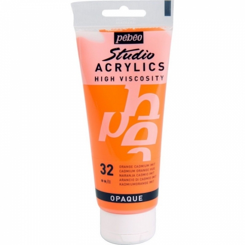 Culori acrilice Studio High Viscosity, Pebeo, 100ml, Cadmium Orange 32