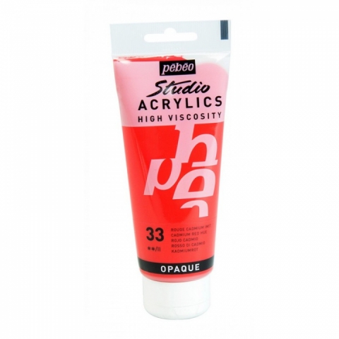 Culori acrilice Studio High Viscosity, Pebeo, 100ml, Cadmium Red 33