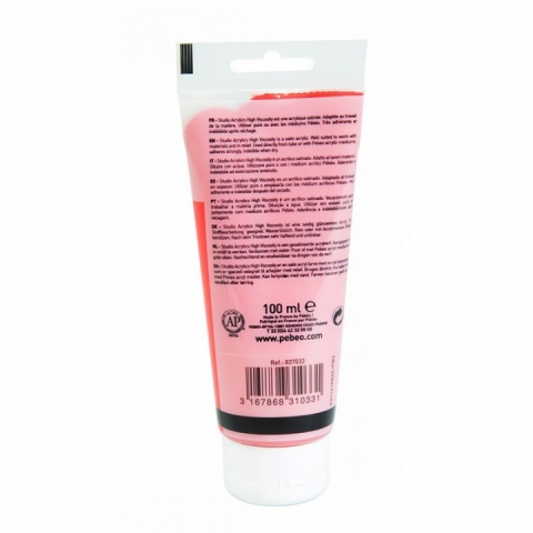 Culori acrilice Studio High Viscosity, Pebeo, 100ml, Cadmium Red 33