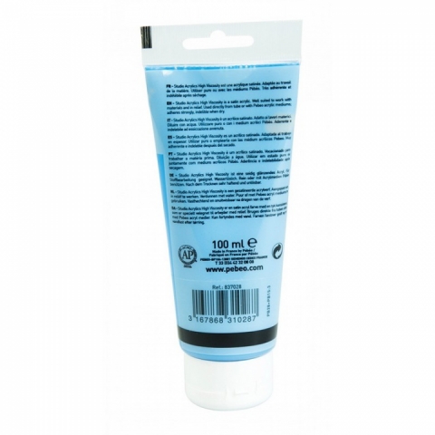 Culori acrilice Studio High Viscosity, Pebeo, 100ml, Cerulean Blue 28