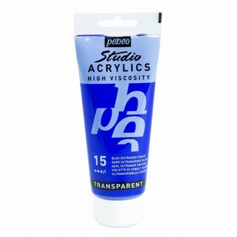 Culori acrilice Studio High Viscosity, Pebeo, 100ml, Dark Ultramarin 15