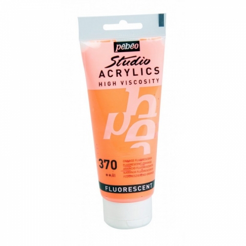 Culori acrilice Studio High Viscosity, Pebeo, 100ml, Fluorescent Orange 370