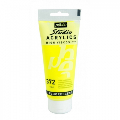 Culori acrilice Studio High Viscosity, Pebeo, 100ml, Fluorescent Yellow 372