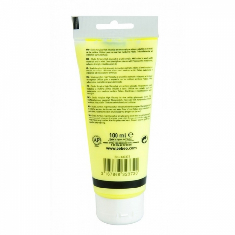 Culori acrilice Studio High Viscosity, Pebeo, 100ml, Fluorescent Yellow 372