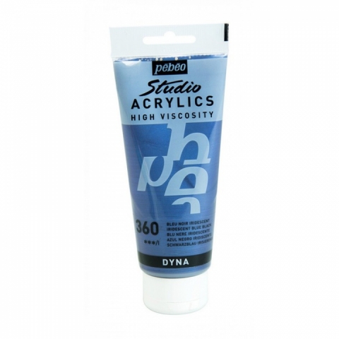 Culori acrilice Studio High Viscosity, Pebeo, 100ml, Iridescent Blue Black 360