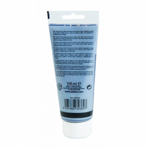Culori acrilice Studio High Viscosity, Pebeo, 100ml, Iridescent Blue Black 360