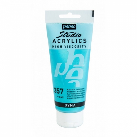 Culori acrilice Studio High Viscosity, Pebeo, 100ml, Iridescent Blue Green 357