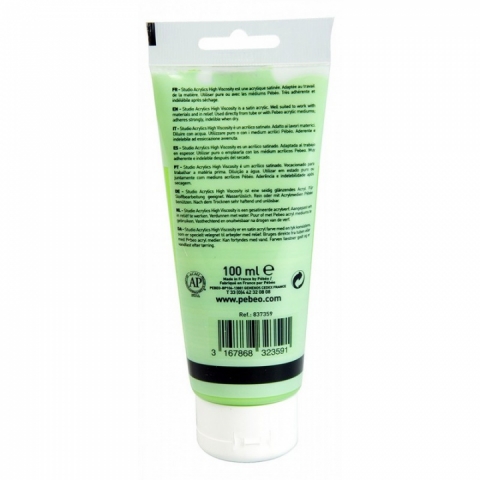 Culori acrilice Studio High Viscosity, Pebeo, 100ml, Iridescent Green Yellow 359