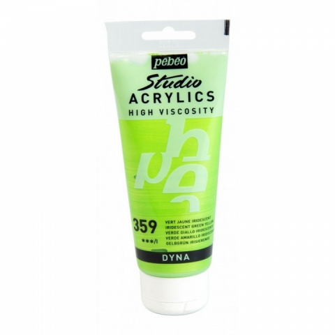 Culori acrilice Studio High Viscosity, Pebeo, 100ml, Iridescent Green Yellow 359