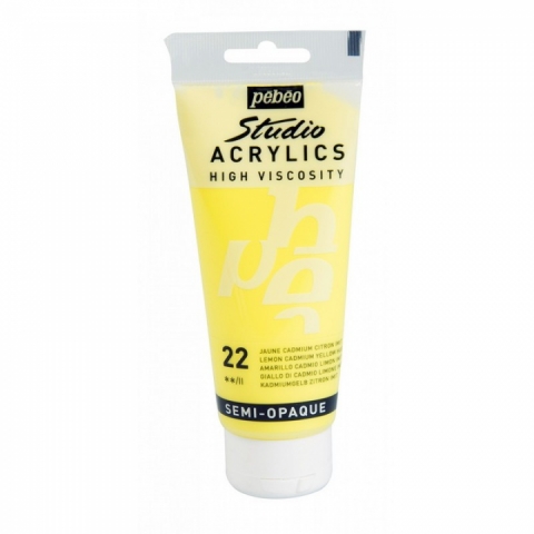 Culori acrilice Studio High Viscosity, Pebeo, 100ml, Lemon Cadmium Yellow Hue 22