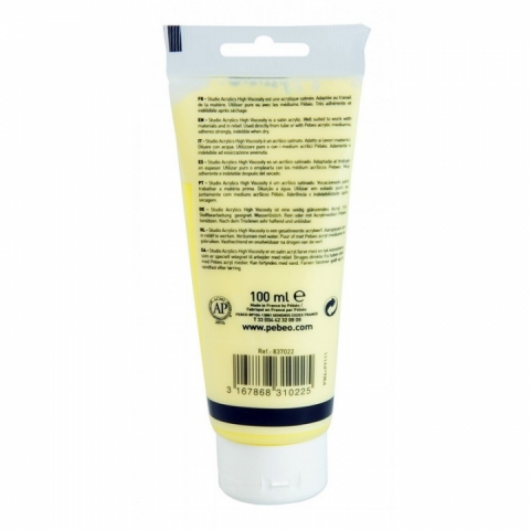 Culori acrilice Studio High Viscosity, Pebeo, 100ml, Lemon Cadmium Yellow Hue 22