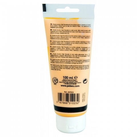 Culori acrilice Studio High Viscosity, Pebeo, 100ml, Medium Cadmium Yellow 23