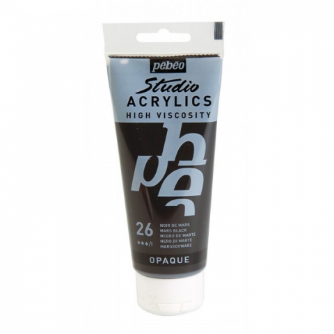 Culori acrilice Studio High Viscosity, Pebeo, 100ml, Mars Black 26