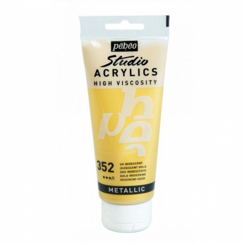 Culori acrilice Studio High Viscosity, Pebeo, 100ml, Metallic Gold 352