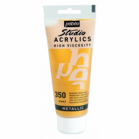 Culori acrilice Studio High Viscosity, Pebeo, 100ml, Metallic Rich Gold 350