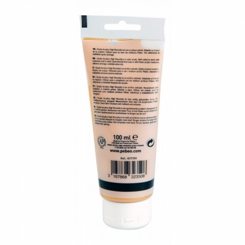 Culori acrilice Studio High Viscosity, Pebeo, 100ml, Metallic Rich Gold 350