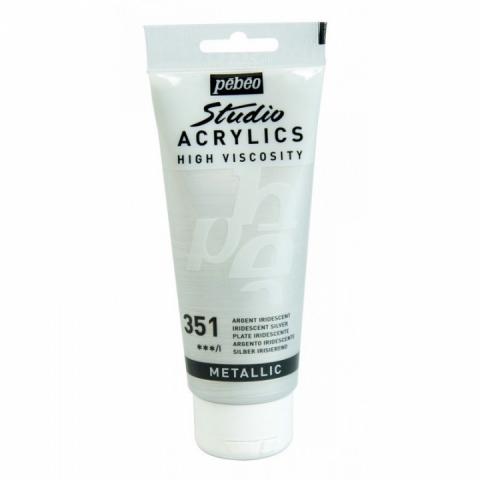 Culori acrilice Studio High Viscosity, Pebeo, 100ml, Metallic Silver 351