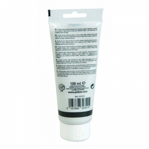 Culori acrilice Studio High Viscosity, Pebeo, 100ml, Metallic Silver 351