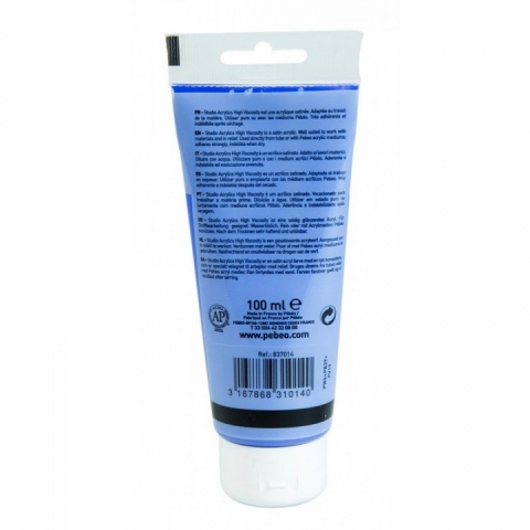 Culori acrilice Studio High Viscosity, Pebeo, 100ml, Opaque Cobalt Blue Hue 14