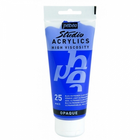 Culori acrilice Studio High Viscosity, Pebeo, 100ml, Opaque Light Ultramarine Hue 25