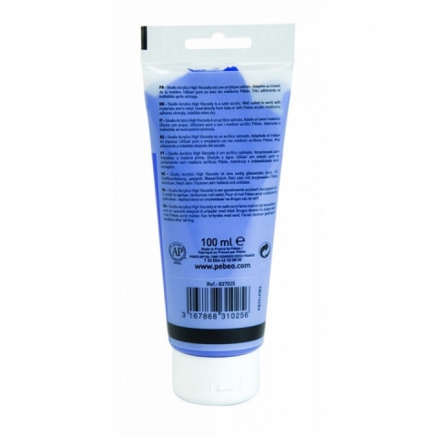 Culori acrilice Studio High Viscosity, Pebeo, 100ml, Opaque Light Ultramarine Hue 25