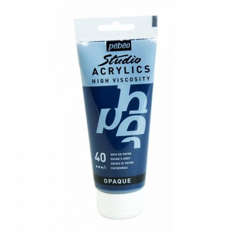 Culori acrilice Studio High Viscosity, Pebeo, 100ml, Payne Grey 40