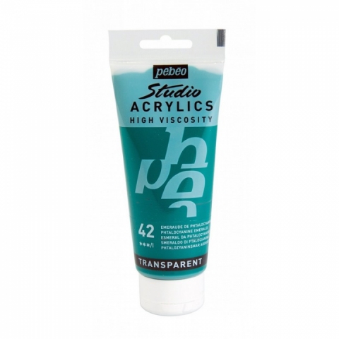Culori acrilice Studio High Viscosity, Pebeo, 100ml, Phtalocyanine Green 42