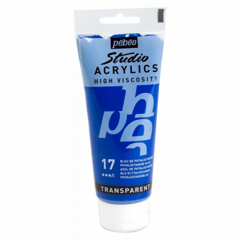Culori acrilice Studio High Viscosity, Pebeo, 100ml, Phthalocyanine Blue 17