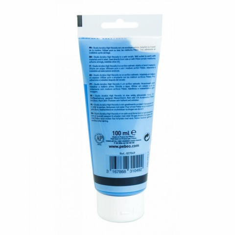 Culori acrilice Studio High Viscosity, Pebeo, 100ml, Primary Cyan 49
