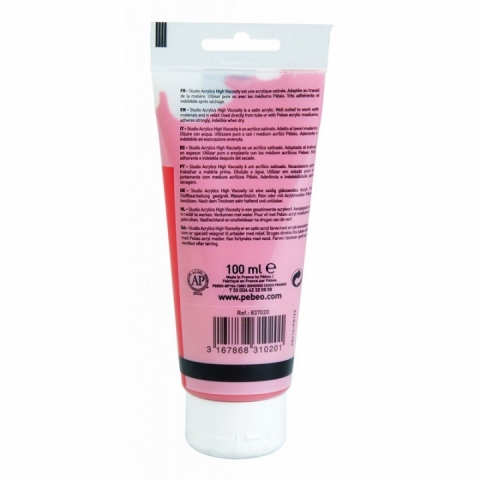 Culori acrilice Studio High Viscosity, Pebeo, 100ml, Quinacridone Scarlet 20
