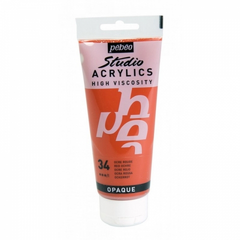 Culori acrilice Studio High Viscosity, Pebeo, 100ml, Red Ochre 34