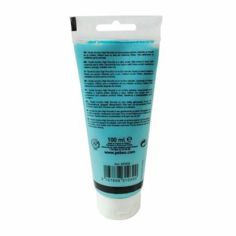Culori acrilice Studio High Viscosity, Pebeo, 100ml, Turqoise Blue 30