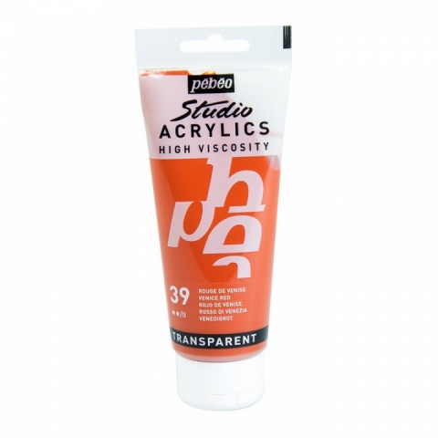 Culori acrilice Studio High Viscosity, Pebeo, 100ml, Venice Red 39