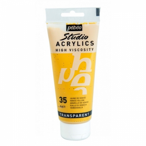 Culori acrilice Studio High Viscosity, Pebeo, 100ml, Venice Yellow 35