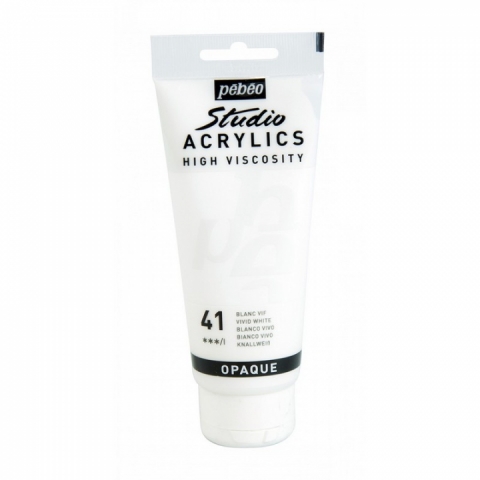 Culori acrilice Studio High Viscosity, Pebeo, 100ml, Vivid White 41