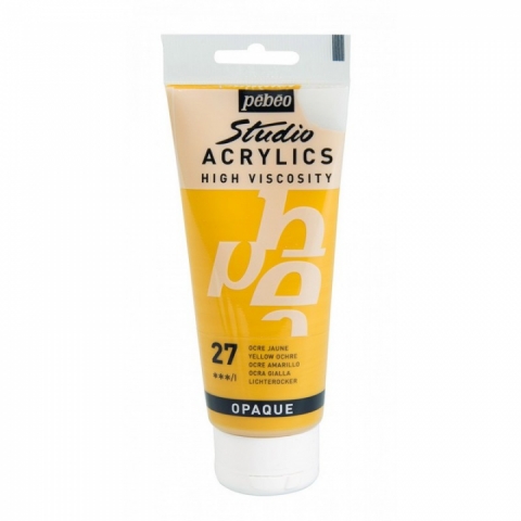 Culori acrilice Studio High Viscosity, Pebeo, 100ml, Yellow Ochre 27