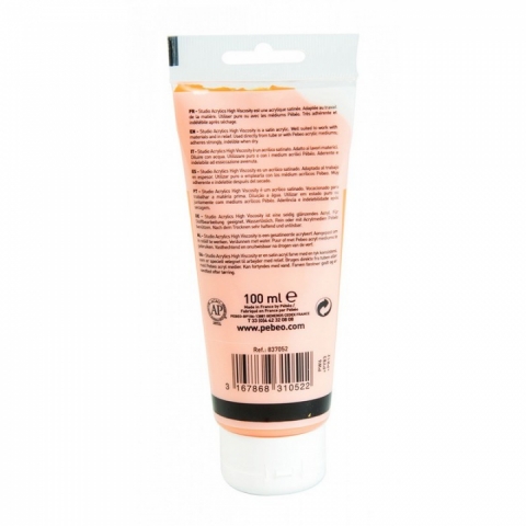 Culori acrilice Studio High Viscosity, Pebeo, 100ml, dark Cadmium Yellow hue 52