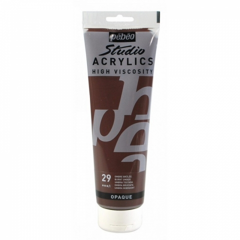 Culori acrilice Studio High Viscosity, Pebeo, 250ml, Burnt Umber 29