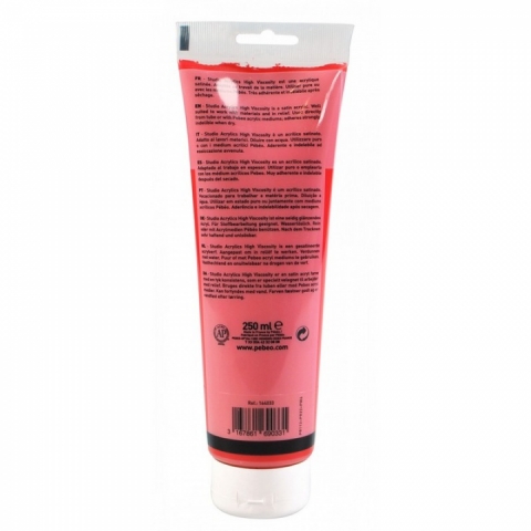 Culori acrilice Studio High Viscosity, Pebeo, 250ml, Cadmium Red 33