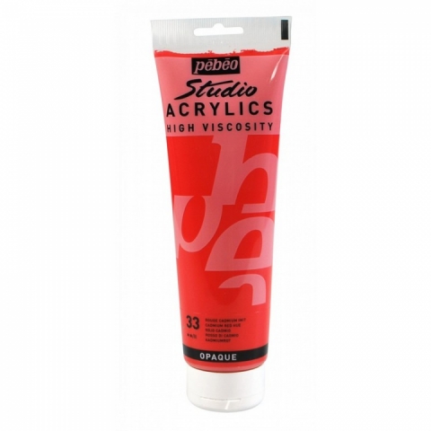 Culori acrilice Studio High Viscosity, Pebeo, 250ml, Cadmium Red 33