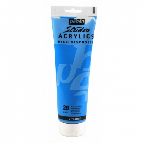 Culori acrilice Studio High Viscosity, Pebeo, 250ml, Cerulean Blue 28