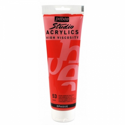 Culori acrilice Studio High Viscosity, Pebeo, 250ml, Dark Cadmium Red 53