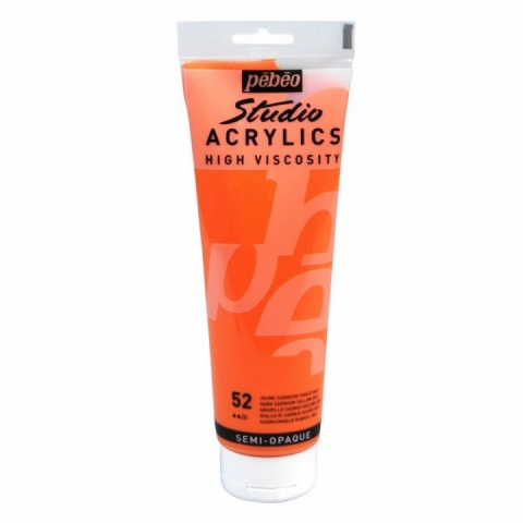 Culori acrilice Studio High Viscosity, Pebeo, 250ml, Dark Cadmium Yellow Hue 52