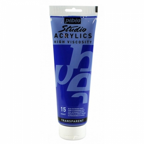 Culori acrilice Studio High Viscosity, Pebeo, 250ml, Dark Ultramarin 15
