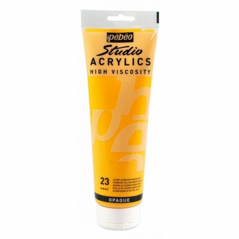 Culori acrilice Studio High Viscosity, Pebeo, 250ml, Medium Cadmium Yellow 23