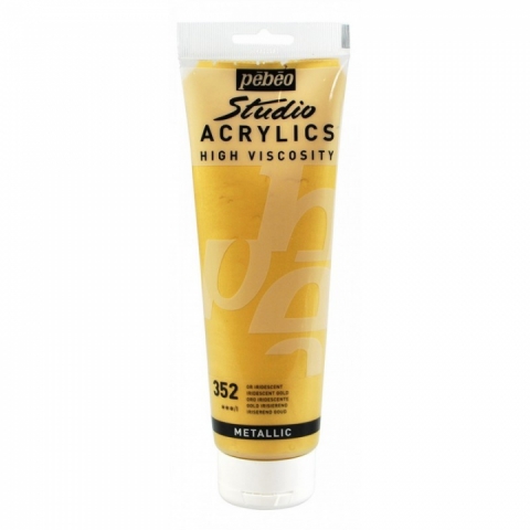 Culori acrilice Studio High Viscosity, Pebeo, 250ml, Metallic Gold 352